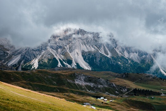 Seceda mountain range in the Dolomites, Italy