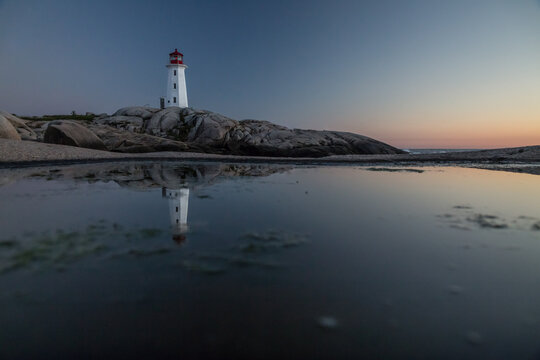 Lighthouse at dusk in Nova Scotia