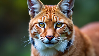 Fototapeta premium Lynx looking directly at the camera with focused expression outdoors 