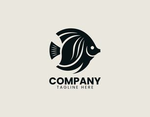 Discus Fish Black Vector Logo Illustration