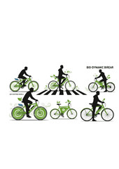 Obraz premium Bio-Dynamic Bicycle Silhouette, Sustainable Commuter with Air Purifying Wheels, Green Urban Transit and Ecology Technology Vector Art