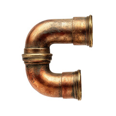 copper pipe bend tiny isolated on transparent background 