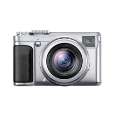 Fototapeta premium Compact digital camera front isolated on transparent background.