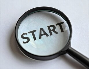 Magnifying Glass Showing START Word, Business Concept 