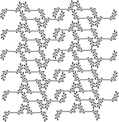 Fototapeta premium Vine and leaf pattern dark gray on transparent background vector seamless