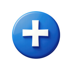 Obraz premium Glossy blue circular button with white cross