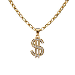 Gold Dollar Sign Pendant on Chain