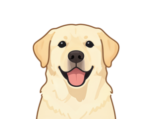 Happy golden retriever dog smiling with tongue out