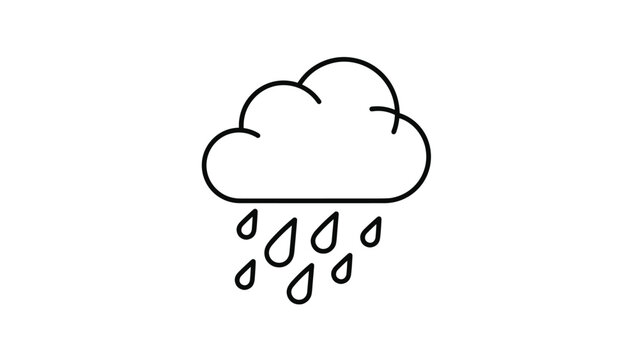 Minimalist icon of a single cloud with falling raindrops in a simple hand-drawn style for weather apps and nature-themed graphics.