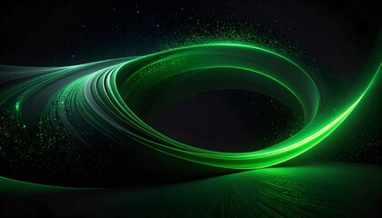 Glowing green energy swirls, dark background, ethereal, dynamic forms