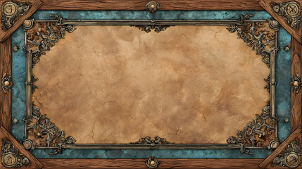 Four corner fantasy frame for dnd widget with empty center space and decorative corner elements
