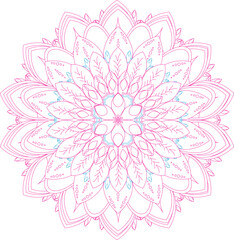 Minimalist pink and blue mandala, line art design