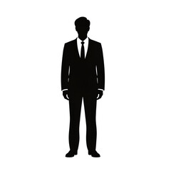 Silhouette of a man in suit and tie.