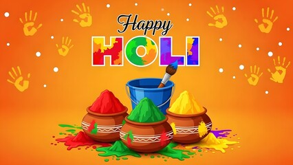 Vibrant happy holi celebration with colorful powders and joyful spirit