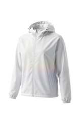 White Hooded Windbreaker Jacket with Pockets