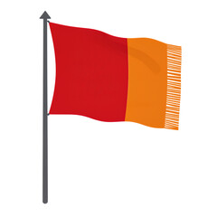 Waving flag with red and orange design