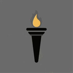 Illustration of a torch with flame on dark gray background with copy space