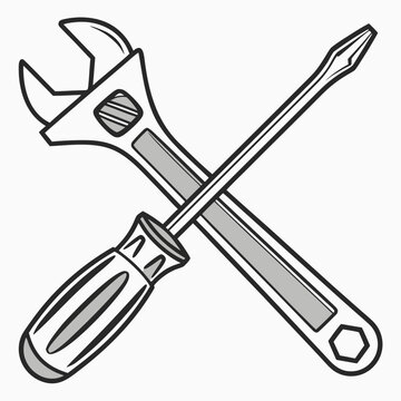 Crossed tools ready for repair