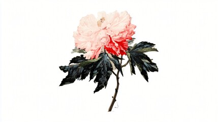 Fototapeta premium Vintage Botanical Illustration of a Blooming Pink Peony
