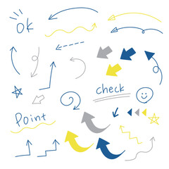 やじるしと色んな記号の素材セット【青系】