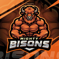 Mighty bisons esport mascot logo design