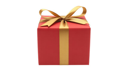 Obraz premium Red gift box with gold ribbon red box wrapped isolated on a transparent background