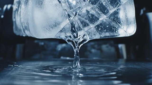 Melting Ice Block Dripping Water Frozen Cold Refreshment Close-up Macro