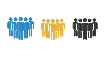 Obraz premium Group of People Icons in Blue Yellow and Black Colors