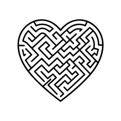Heart-shaped maze puzzle Vector