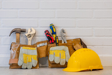 background with construction and renovation tools