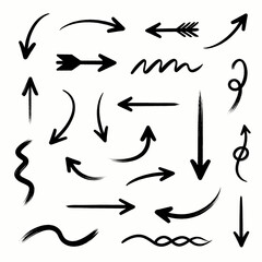 [Vector EPS]Collection of various black hand-drawn arrows in different shapes and directions