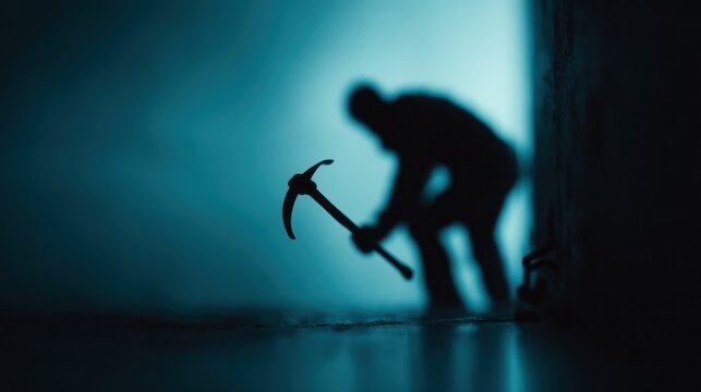Silhouette axe person