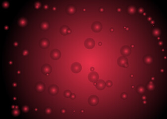 Abstract red glowing bokeh lights and circles on a dark gradient background, festive atmosphere, digital art