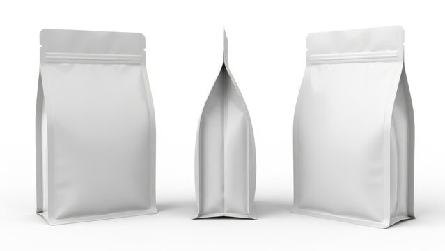 Three silver stand-up pouches