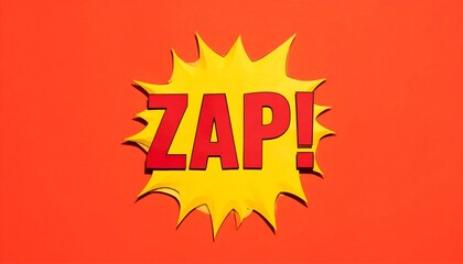 Bright, stylized "ZAP!" graphic in yellow and red against an orange background