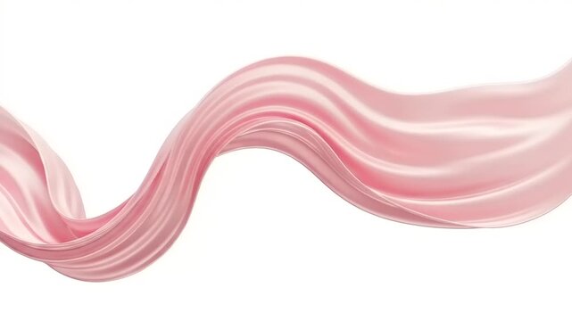 Pink Wavy Silk Fabric on White Background.