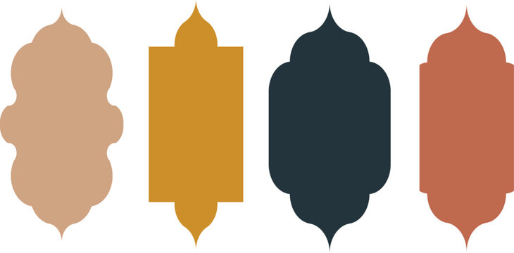 Modern islamic oriental window and arch shape collection for ramadan decorative design