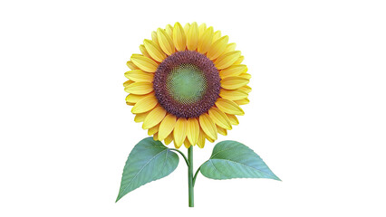 Bright Yellow Sunflower with Green Leaves