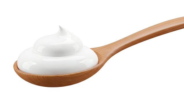 White Cream on Wooden Spoon