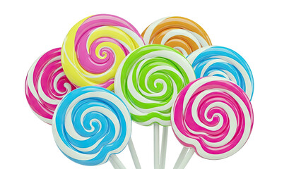 Assortment of colorful swirl lollipops