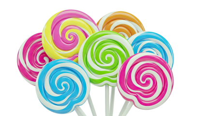 Assortment of colorful swirl lollipops
