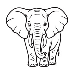 Fototapeta premium Cute baby elephant line art