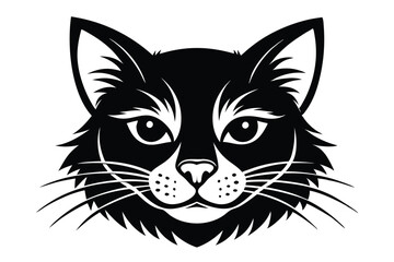 Obraz premium cat head silhouette line art vector illustration with a white background