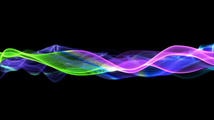 デジタルウェーブ・背景もや付き（抽象的でダイナミックな波形アート）JPG 黒背景