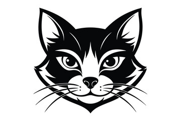Obraz premium cat head silhouette line art vector illustration with a white background