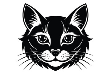 Obraz premium cat head silhouette line art vector illustration with a white background