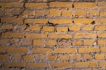 Yellow brick wall with rough texture background