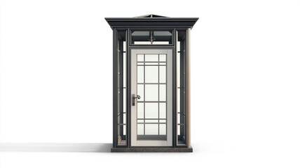Obraz premium Glass entrance door with metal frame isolated on white background