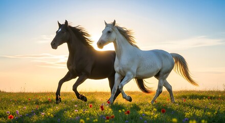 Obraz premium running horse on the meadow