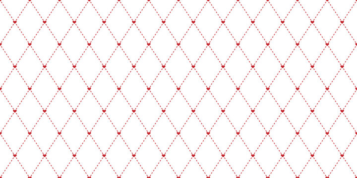 Minimalist simple red hearts harlequin diamonds rhombus cute retro valentine background, seamless pattern